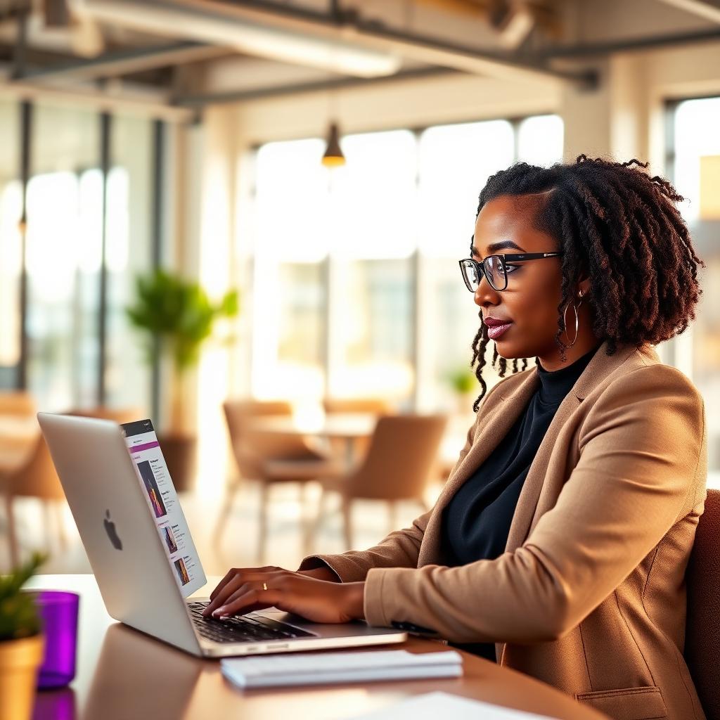International professional exploring training and service offerings on a laptop.